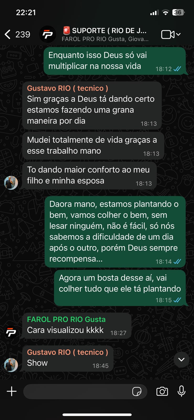 Print real de conversa com mentorado